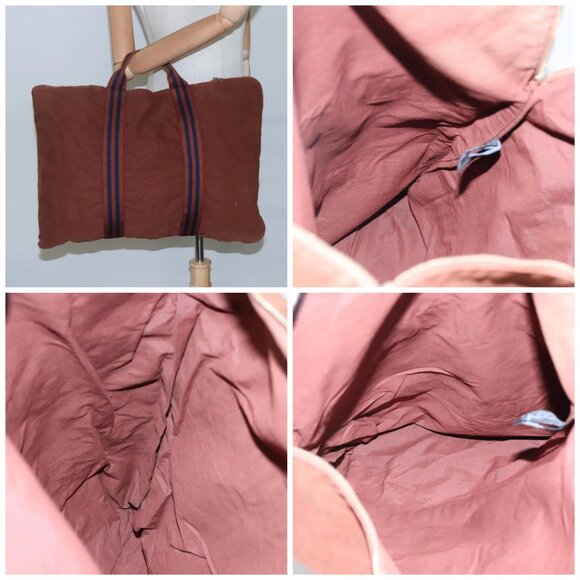 HERMES Fourre ToutPorte Documents Business Bag Canvas Brown Navy - Picture 15 of 15